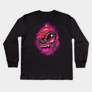 monkey warrior pink Kids Long Sleeve T-Shirt